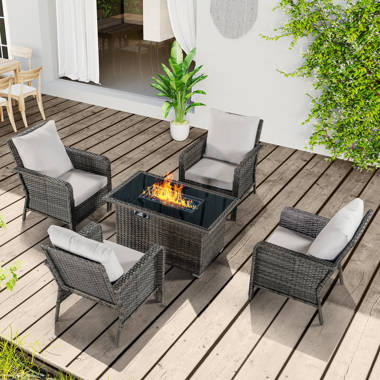 Rattan furniture discount with fire table